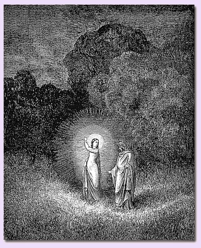 Gustave Doré, Göttliche Komödie, Hölle, 2. Gesang: "Beatrix bin ich, die ich dich gesendet